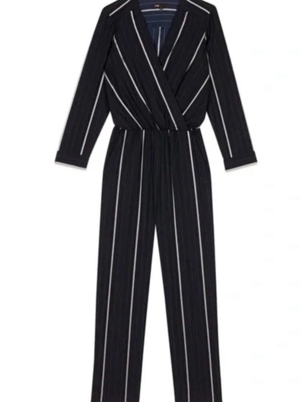 Maje Black and White Striped Wrap Jumpsuit Sz Small (36)